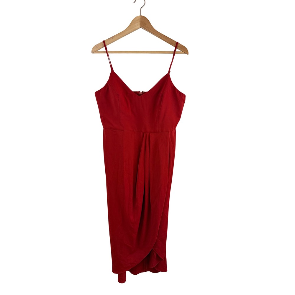 Lulus Faux Wrap Midi Dress Size XL Sleeveless V-Neck Cocktail